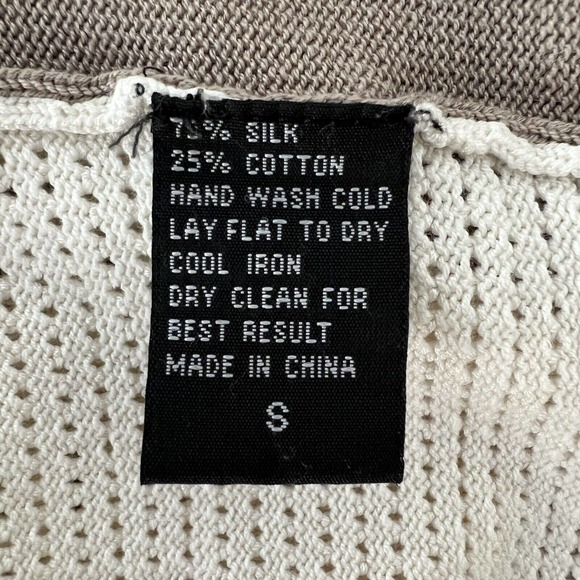 Mel & Lisa Brown & Cream 75% Silk Blend Pullover High Low Sweater - Size Small - Picture 9 of 9